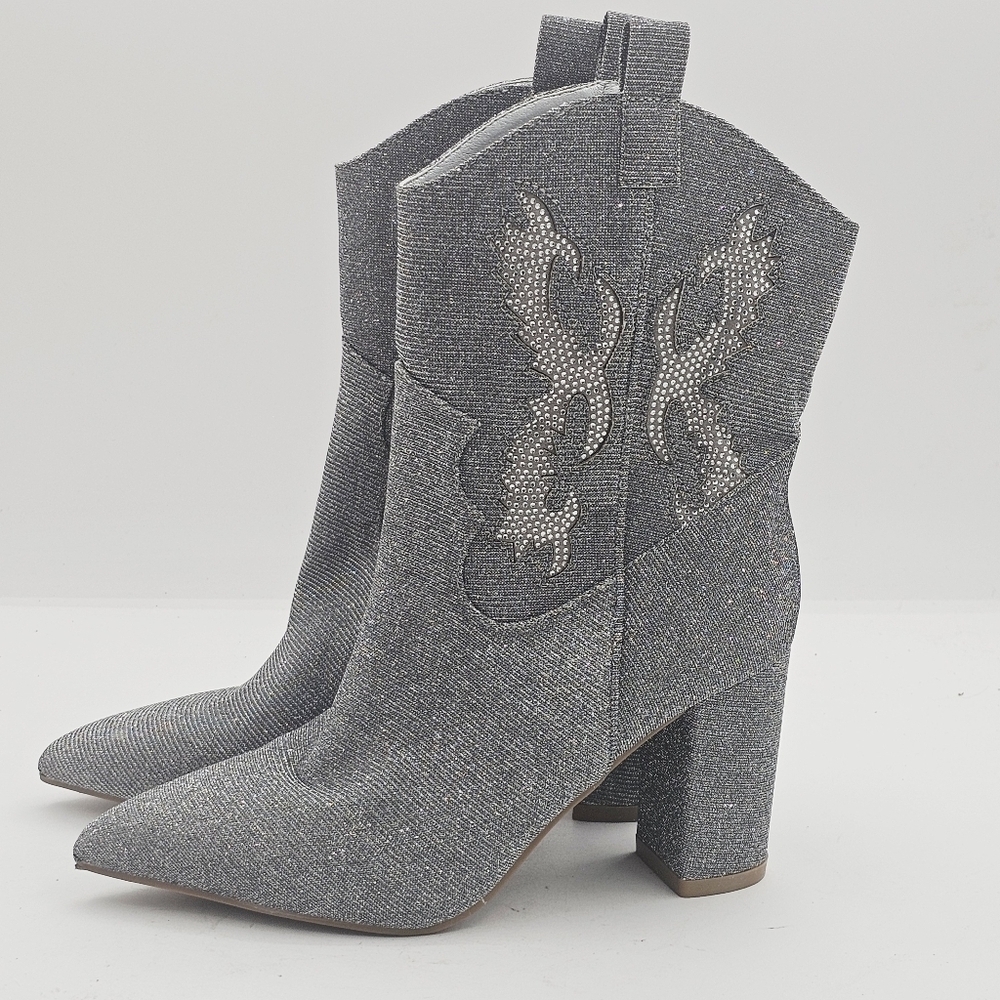 MIA Gypsy Raylyn Western Boots Silver Metallic Women's Size 6.5